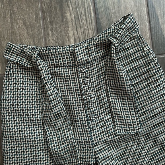 Lovers + Friends Dillion Trouser Pants Houndstooth Teal & Black Sz L - Picture 5 of 10